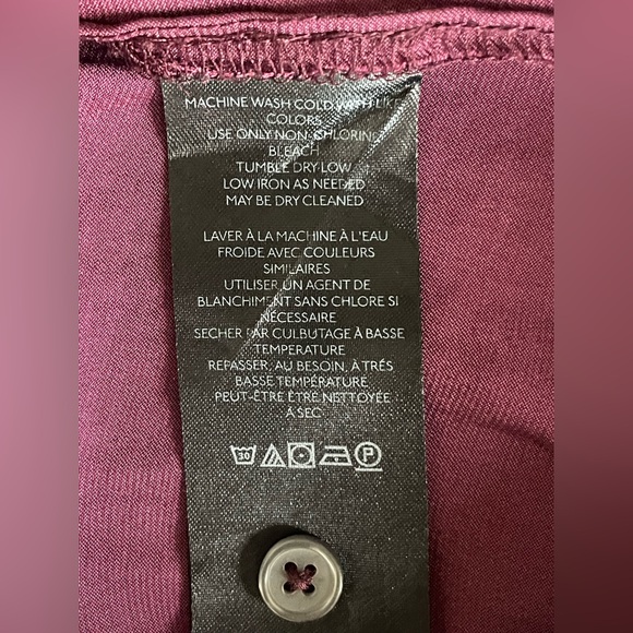 Anthropologie Women Burgundy Tuxedo Pleat Button Front Blouse Top | Size S - Picture 10 of 11